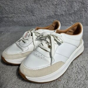 FitFlop F-Mode Women White Leather Suede Platform Sneakers Shoes 6.5 EU 37.5 NEW